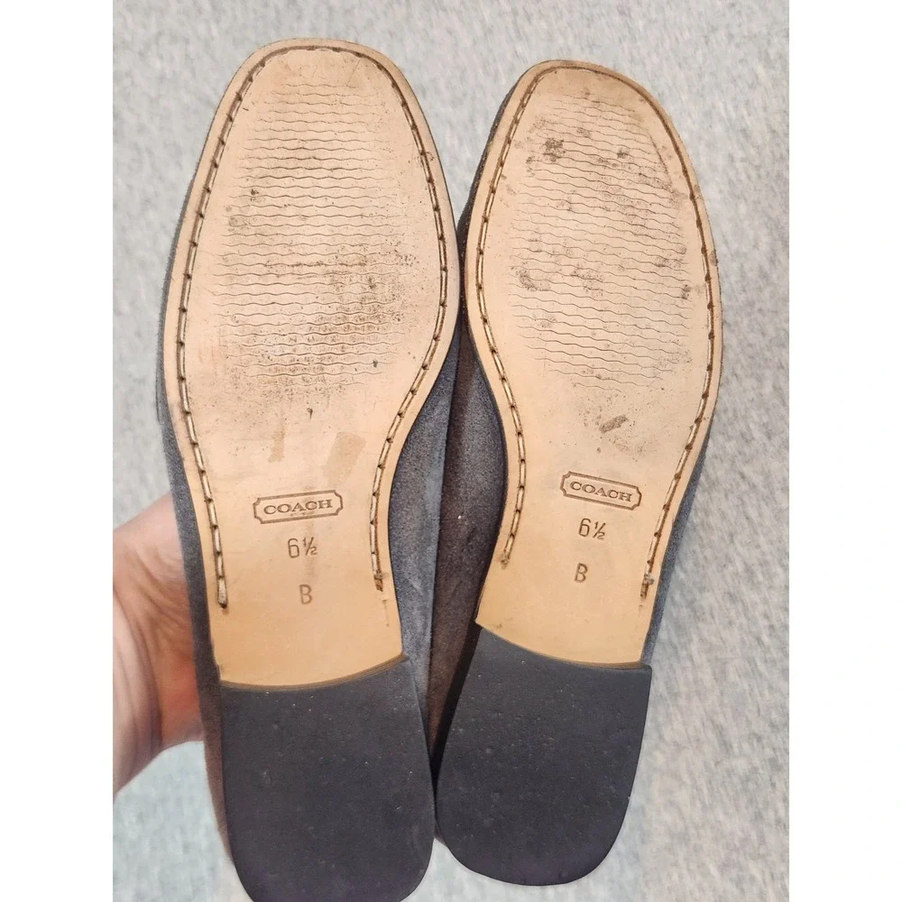 Coach Loafers Womens 6.5 Blue Suede Leather Buckle slip on Shoes
